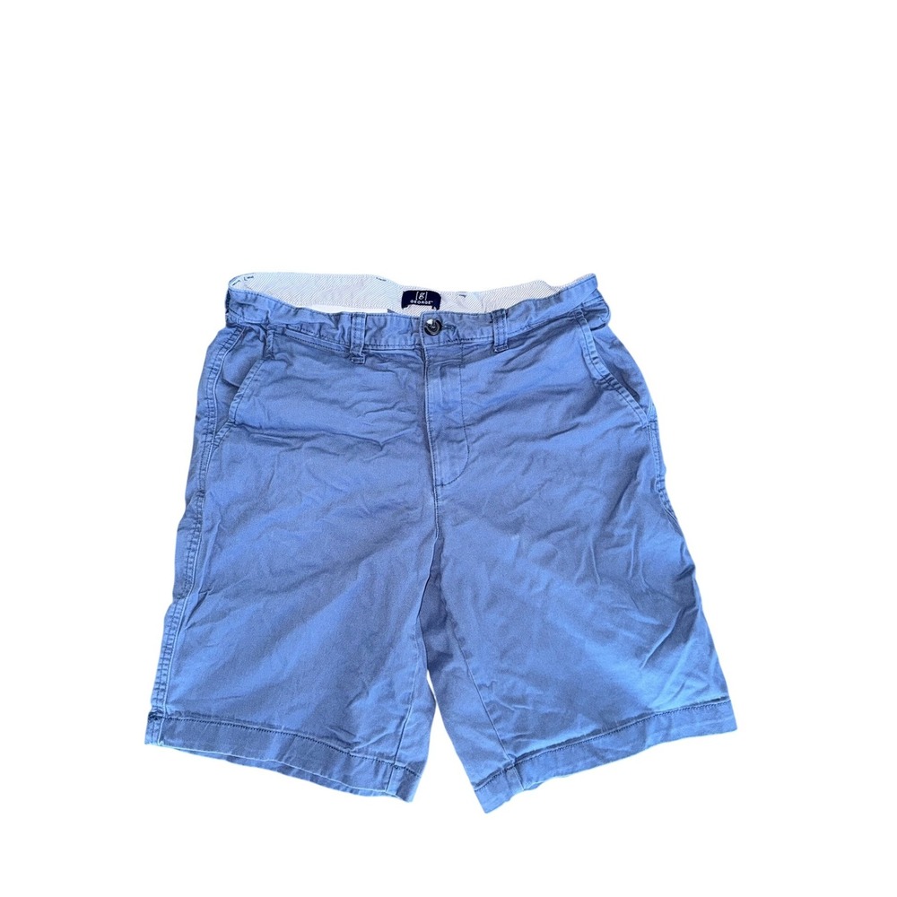 George Chino Shorts Flat Front Coastal Preppy Blue Cotton Mens 32 9in Inseam
